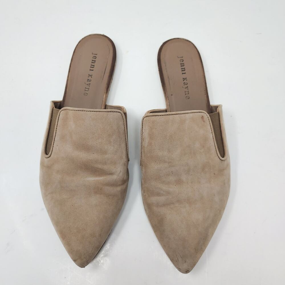 Jenny Kayne Beige Suede Mule Slides Pointy Toe Size 8 - FAIR - Picture 3 of 8
